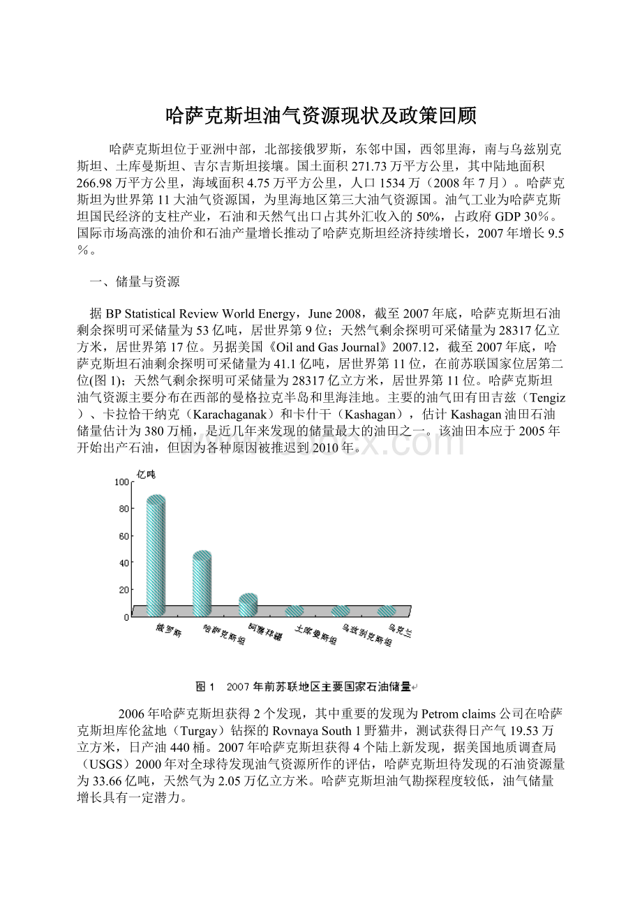 哈萨克斯坦油气资源现状及政策回顾Word文件下载.docx_第1页