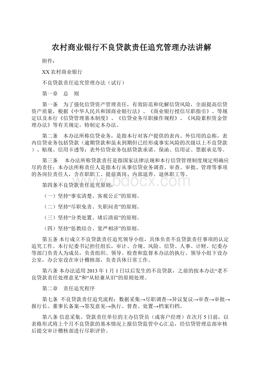 农村商业银行不良贷款责任追究管理办法讲解.docx_第1页