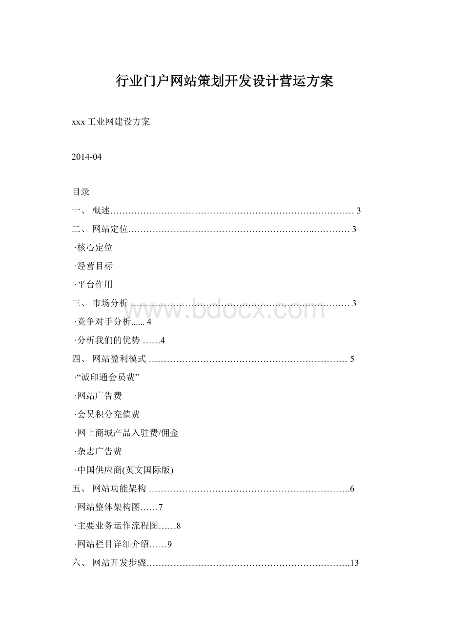 行业门户网站策划开发设计营运方案Word格式文档下载.docx_第1页