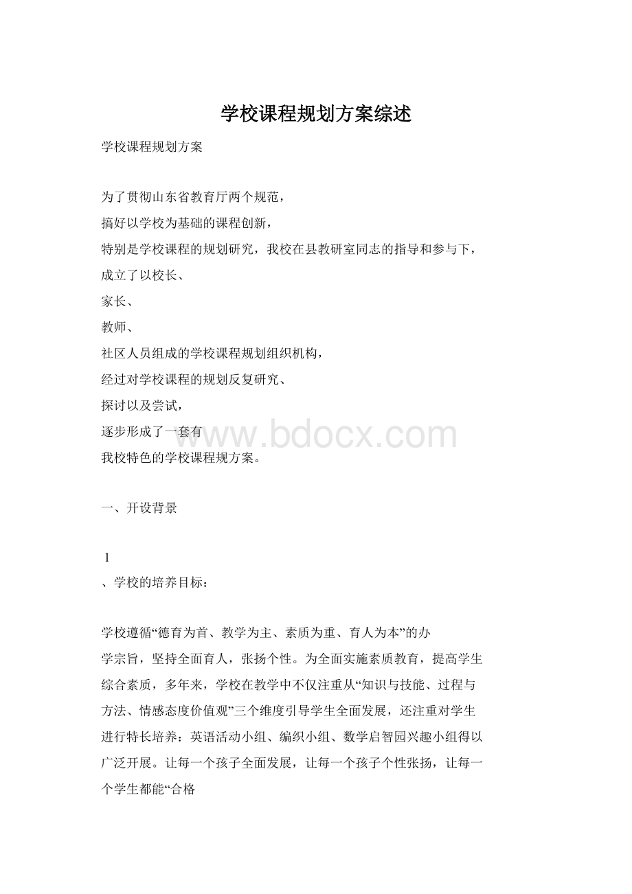 学校课程规划方案综述Word下载.docx