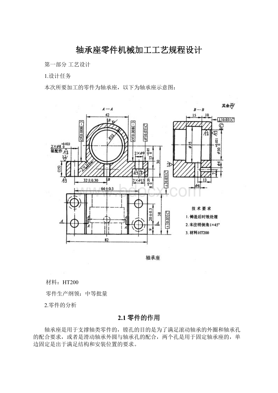 轴承座零件机械加工工艺规程设计Word格式.docx_第1页