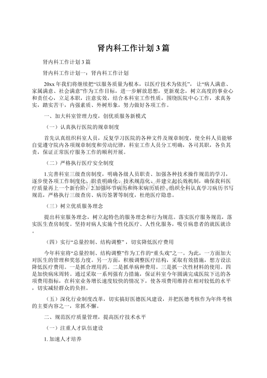 肾内科工作计划3篇Word格式文档下载.docx