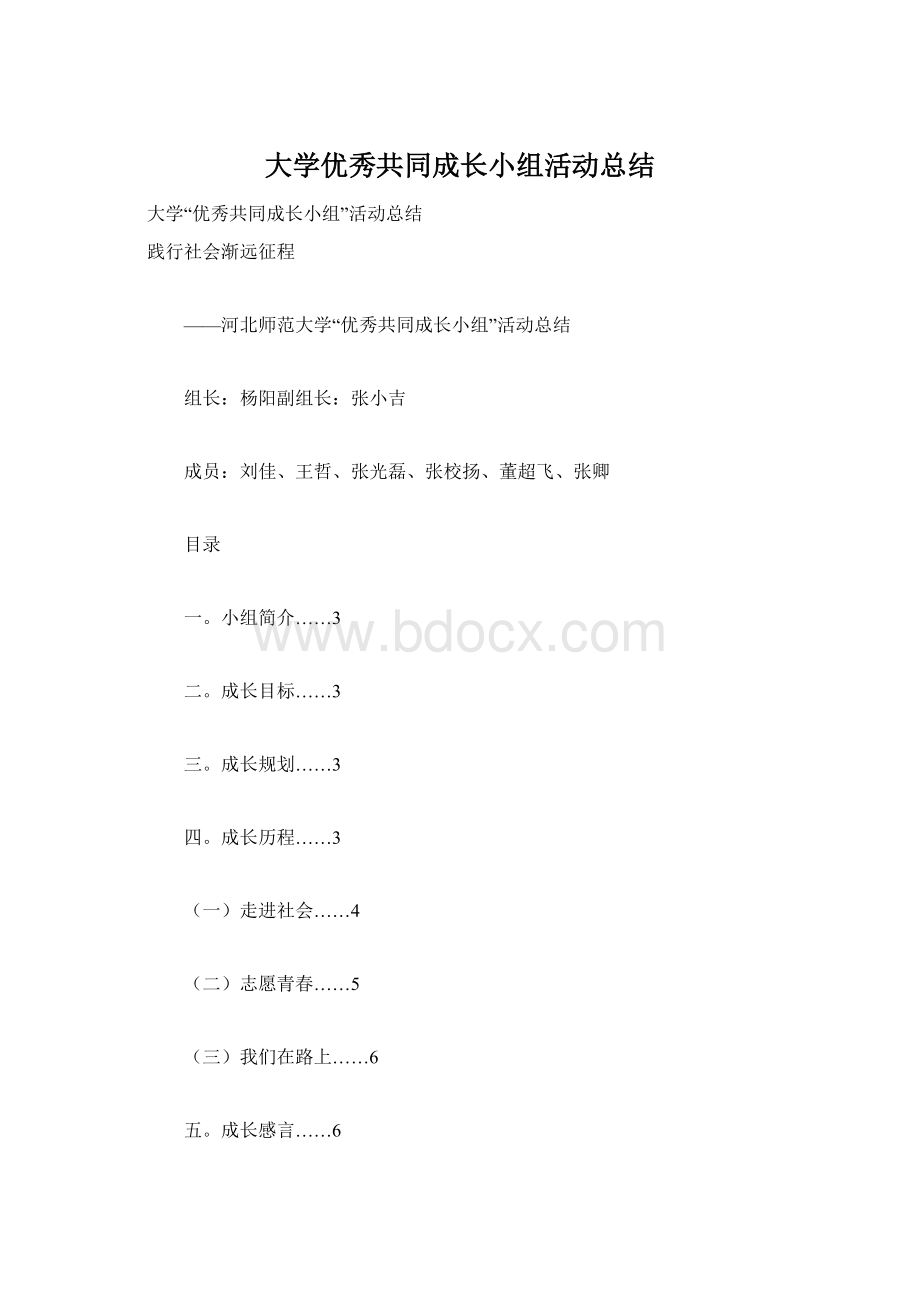 大学优秀共同成长小组活动总结Word格式文档下载.docx