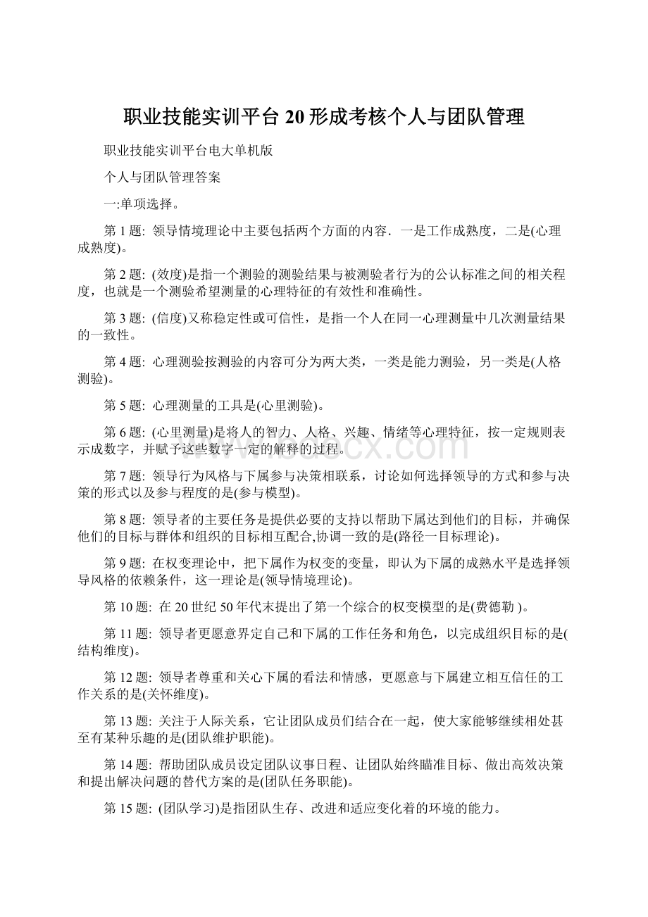 职业技能实训平台20形成考核个人与团队管理Word格式.docx_第1页