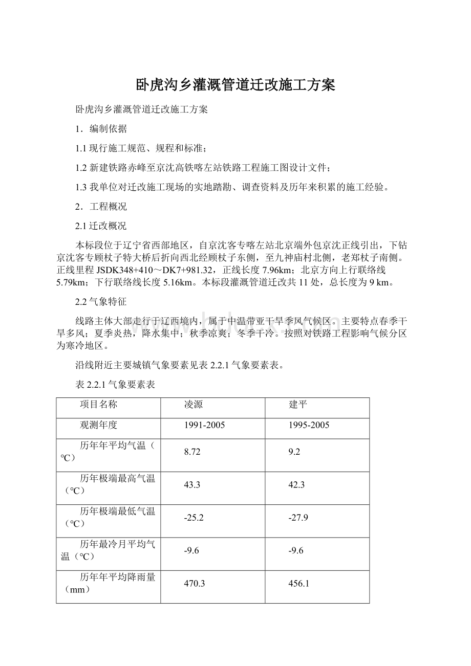 卧虎沟乡灌溉管道迁改施工方案.docx_第1页