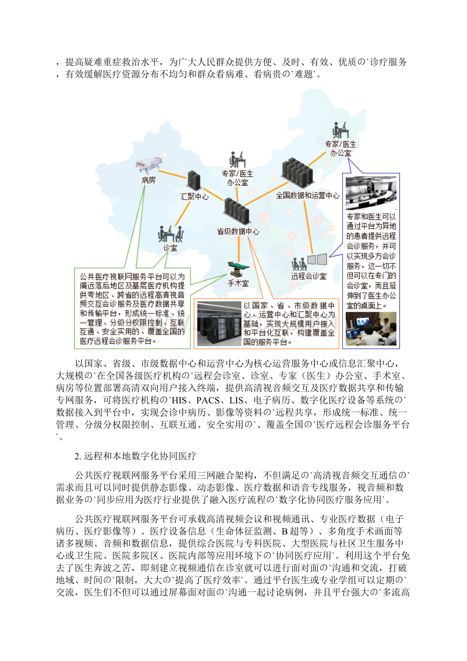 公共医疗视联网平台建设实施整体解决方案创新的医疗行业综合应用方案Word格式.docx_第3页