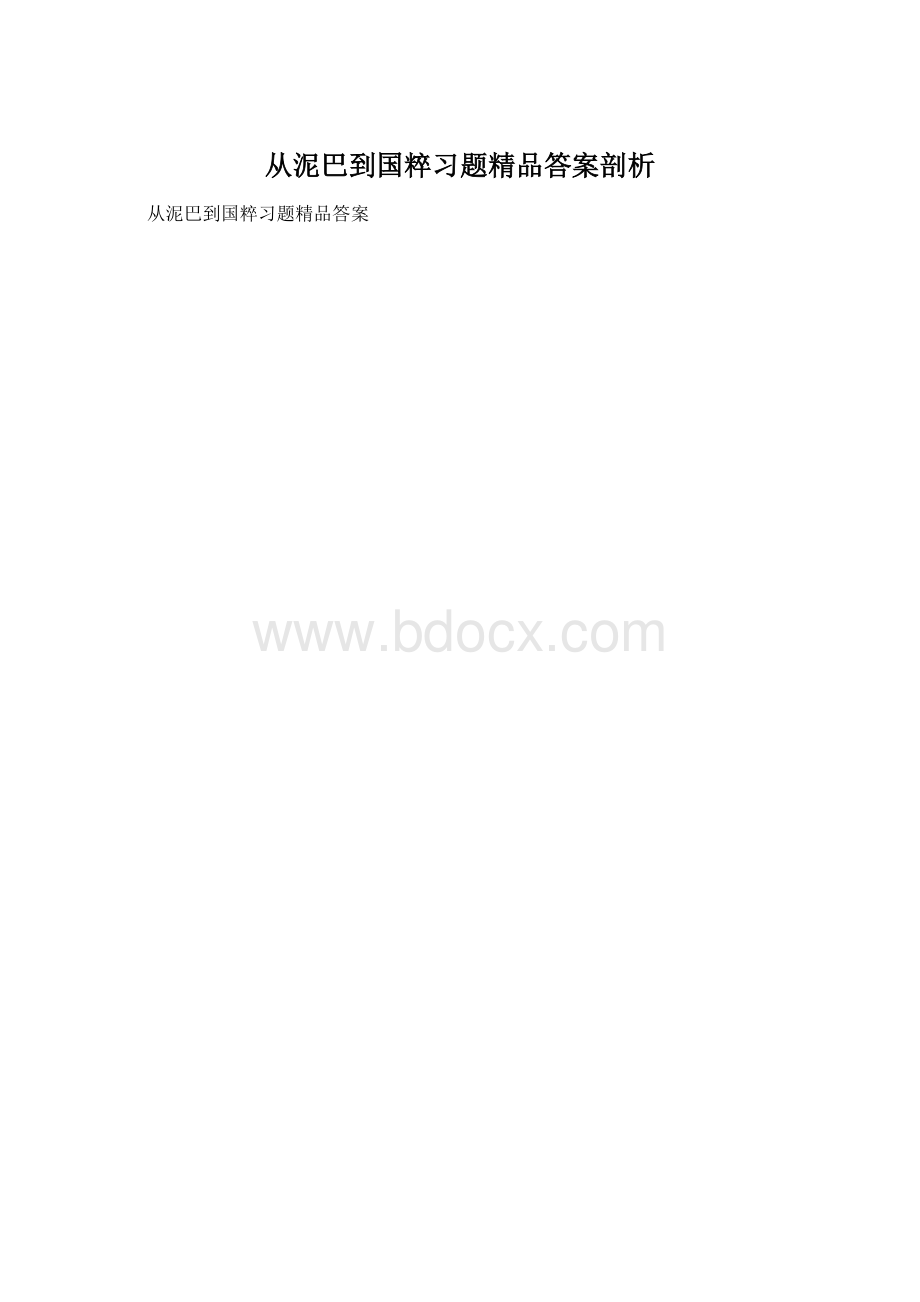 从泥巴到国粹习题精品答案剖析.docx