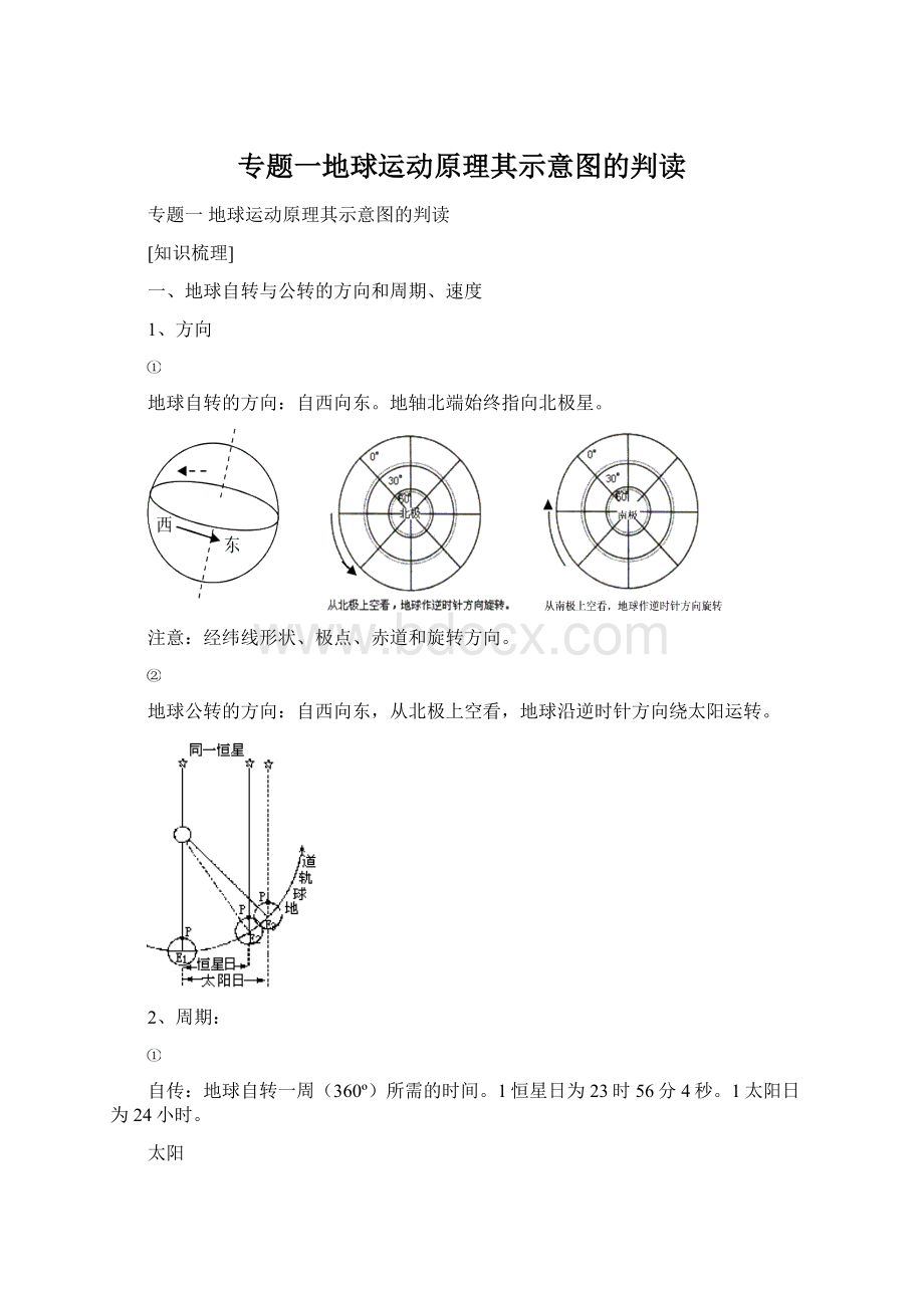 专题一地球运动原理其示意图的判读.docx