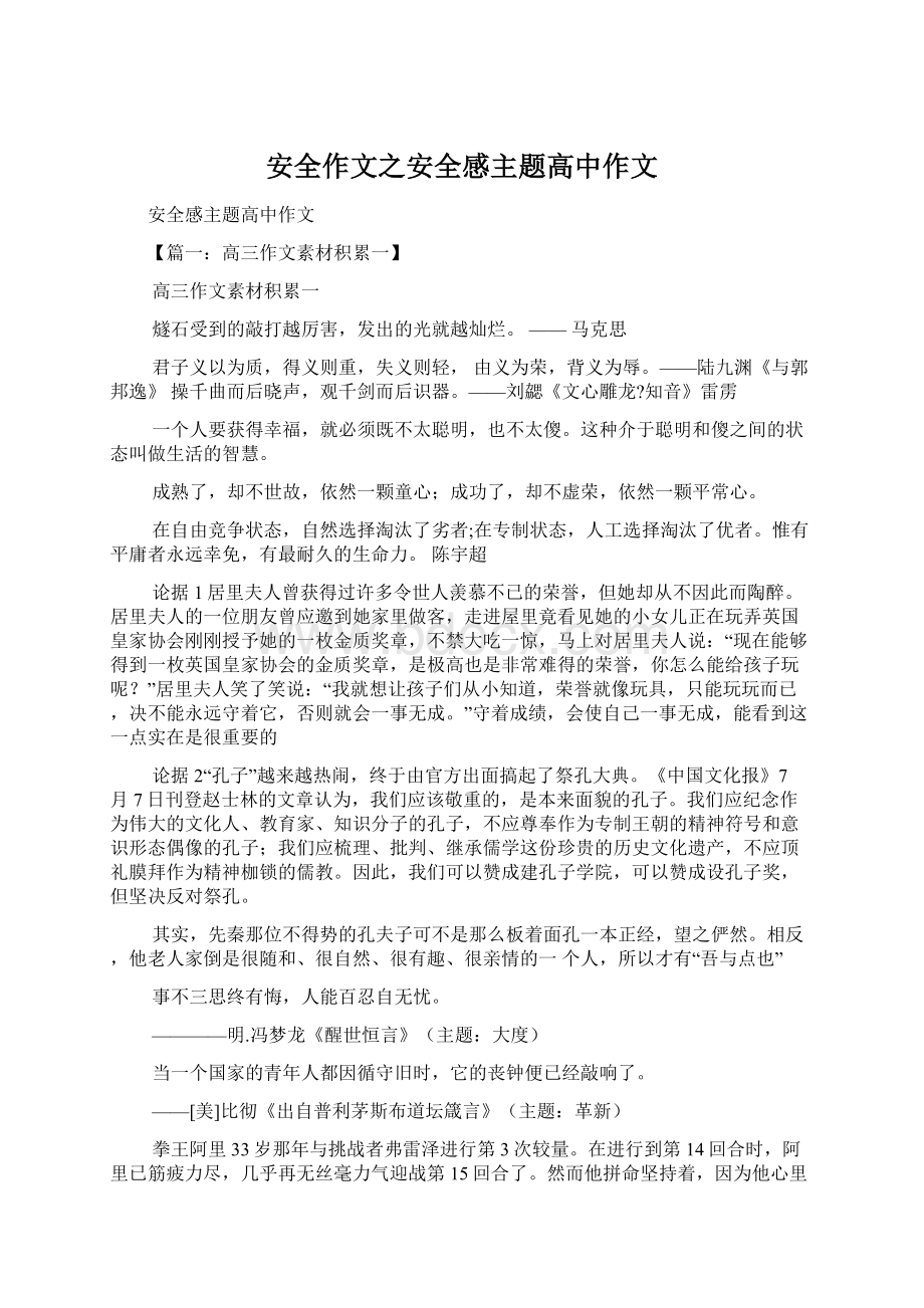 安全作文之安全感主题高中作文文档格式.docx