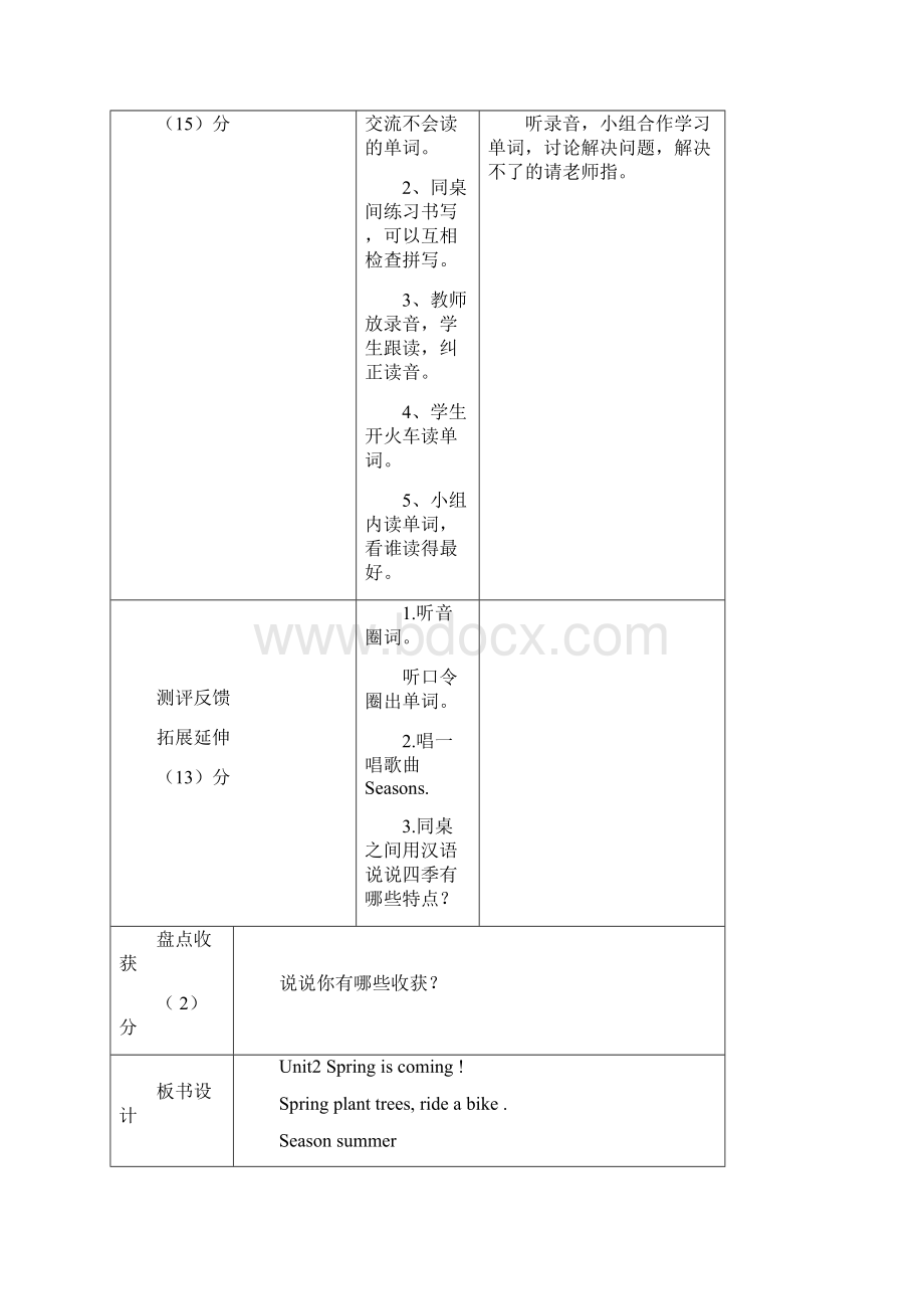 新陕旅版五年级英语下册Unit2 Spring is coming导学案Word下载.docx_第2页