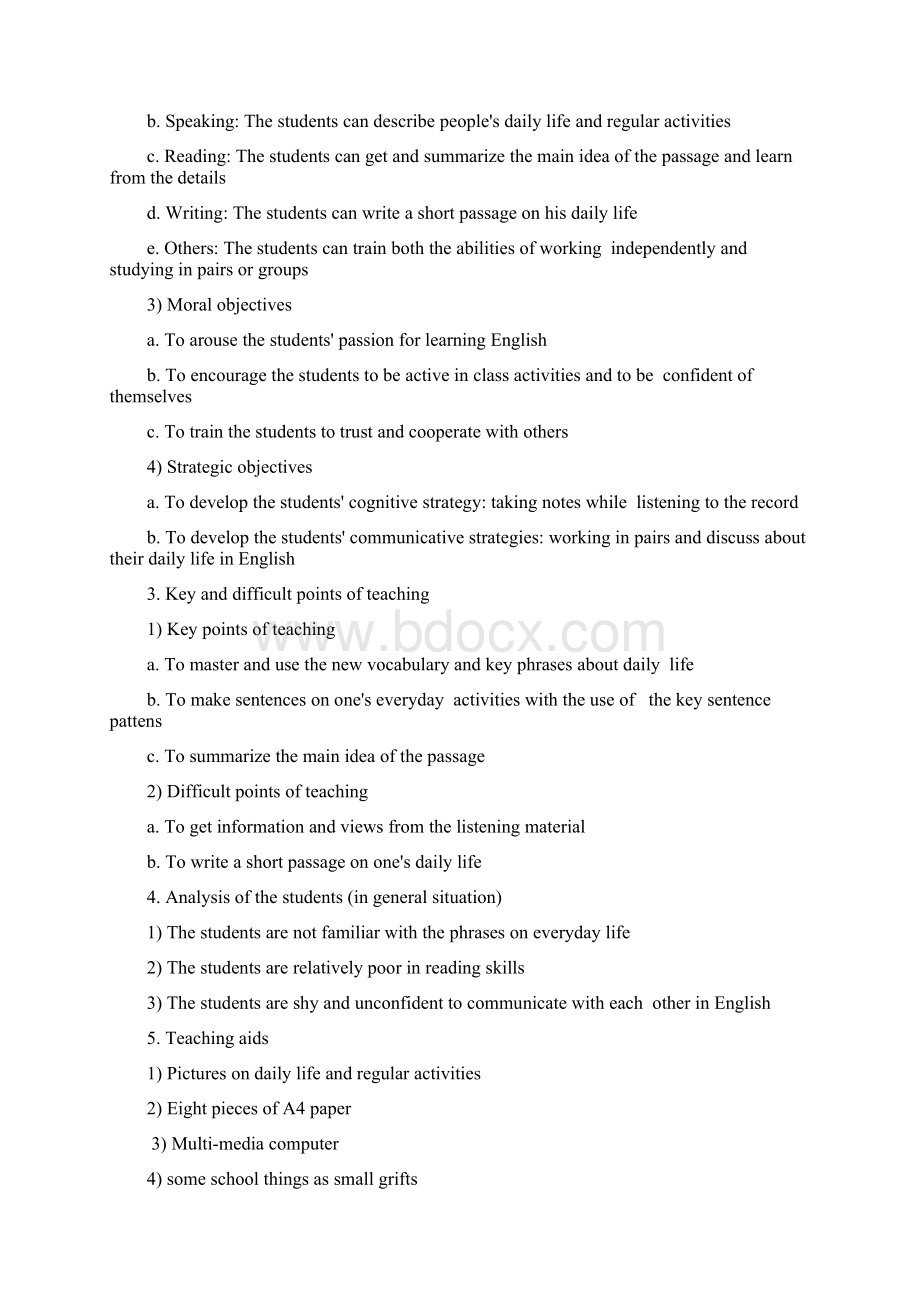 Teaching Plan for Our Daily Life 2 Daily life教案.docx_第2页