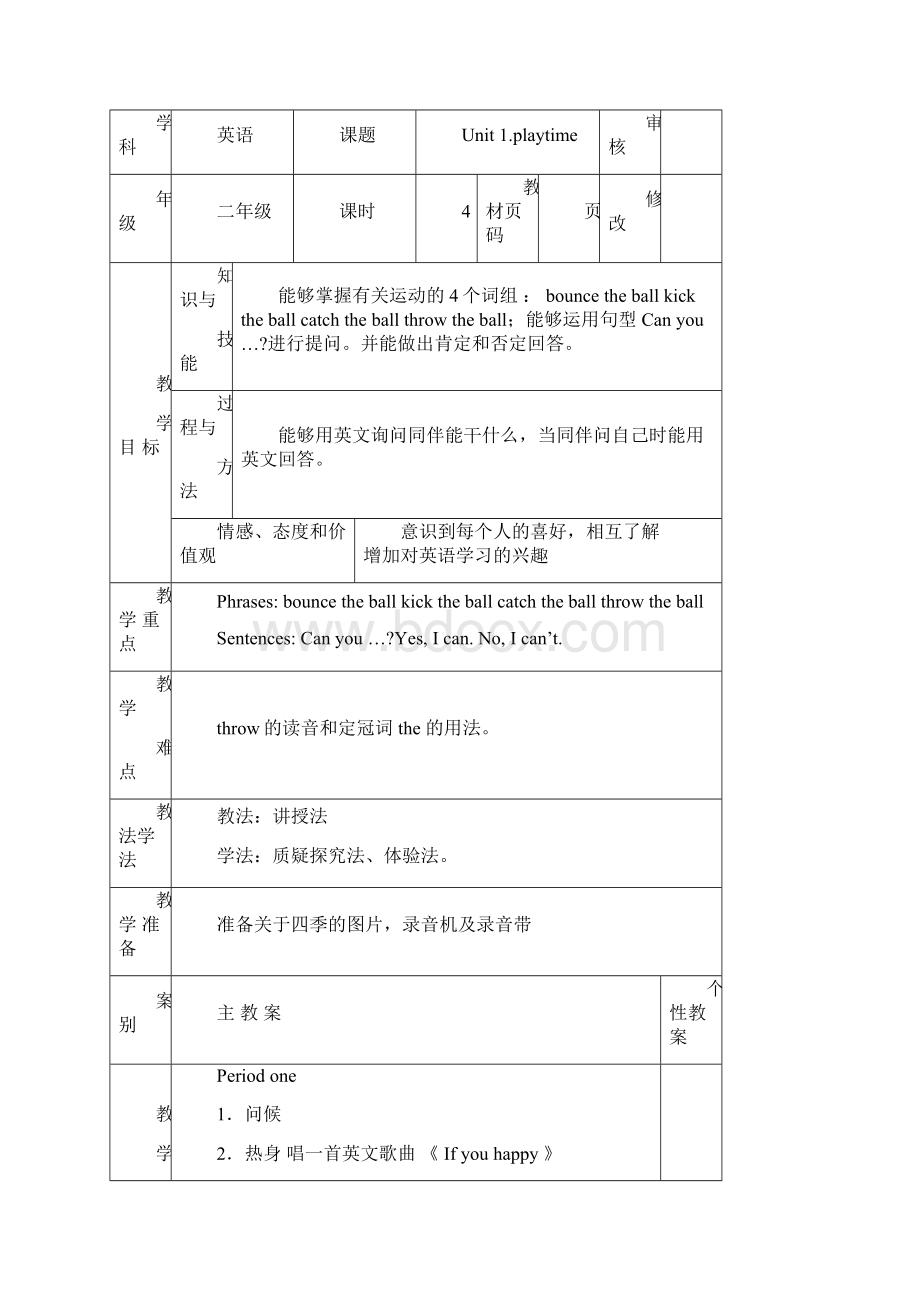 人教版新起点小学英语二年级下册教案全册.docx_第2页