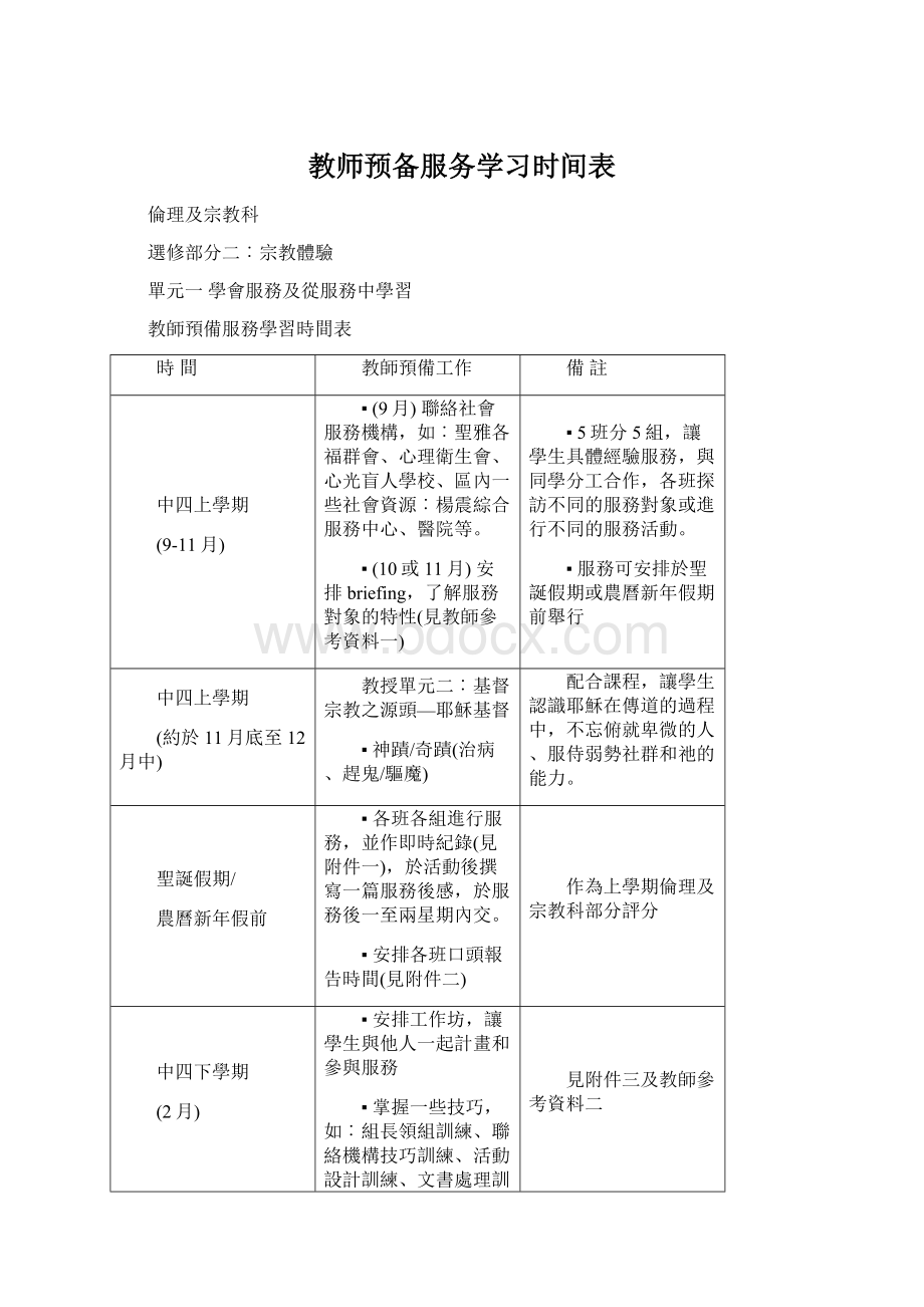 教师预备服务学习时间表Word格式文档下载.docx_第1页