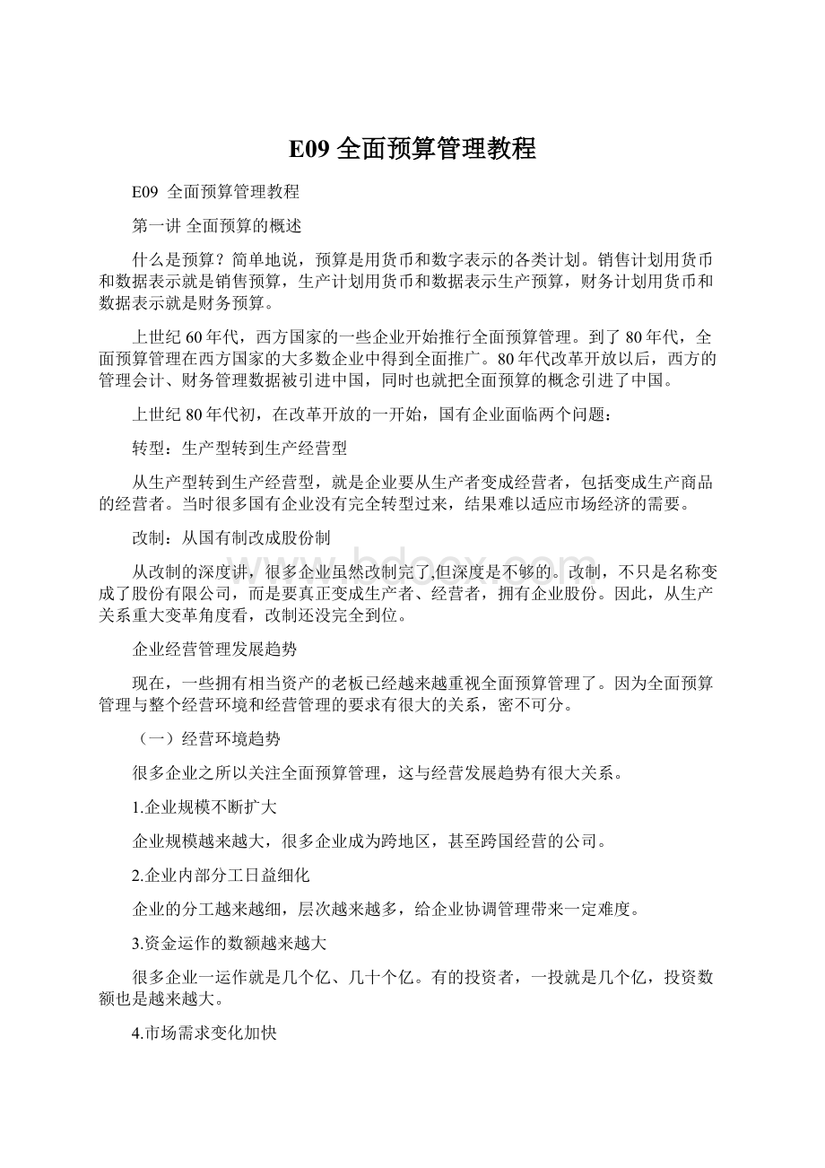 E09全面预算管理教程文档格式.docx