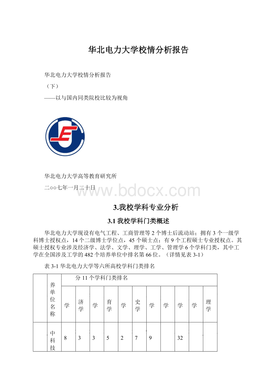 华北电力大学校情分析报告.docx