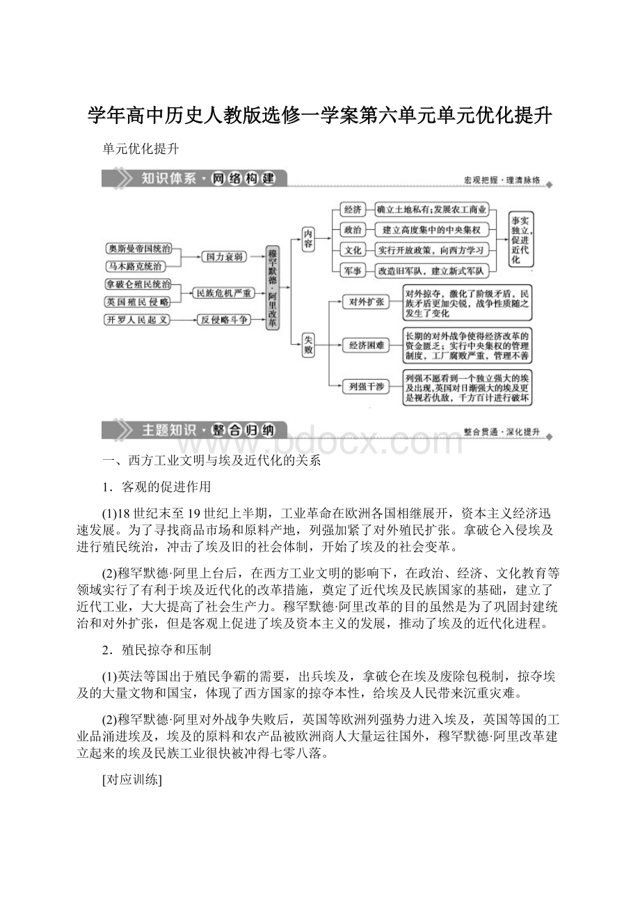 学年高中历史人教版选修一学案第六单元单元优化提升.docx_第1页