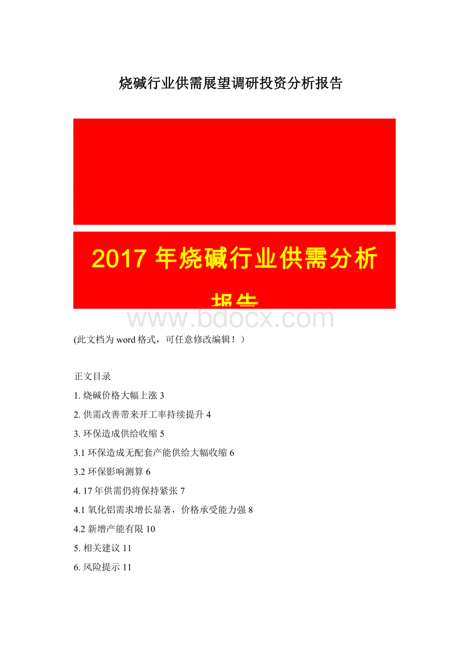 烧碱行业供需展望调研投资分析报告文档格式.docx_第1页