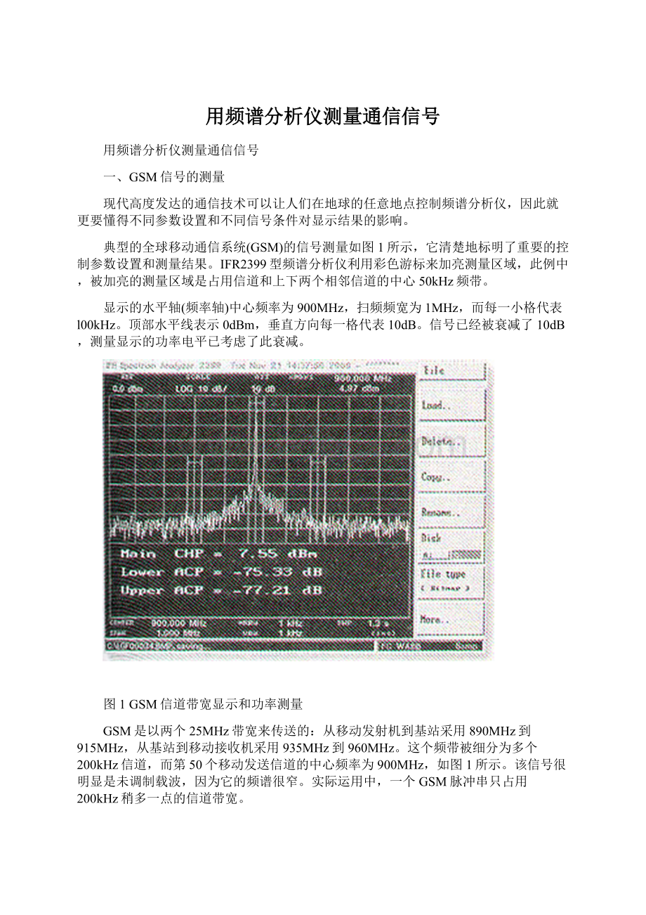 用频谱分析仪测量通信信号Word格式.docx