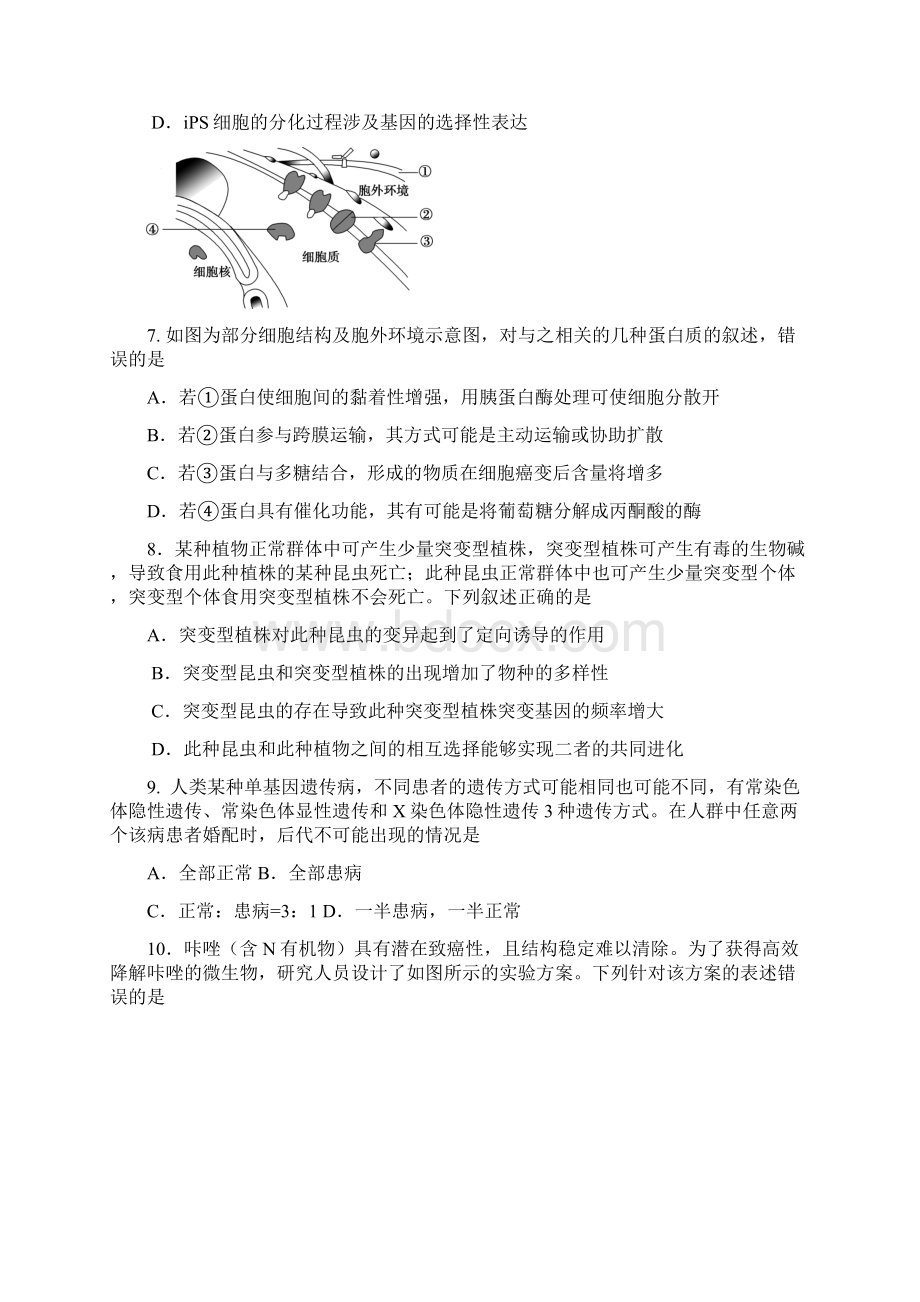 天津市红桥区届高三第一次模拟考试 生物.docx_第3页