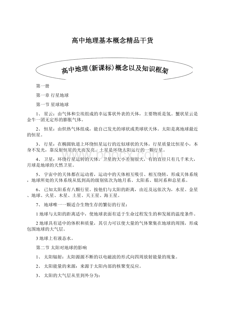 高中地理基本概念精品干货.docx