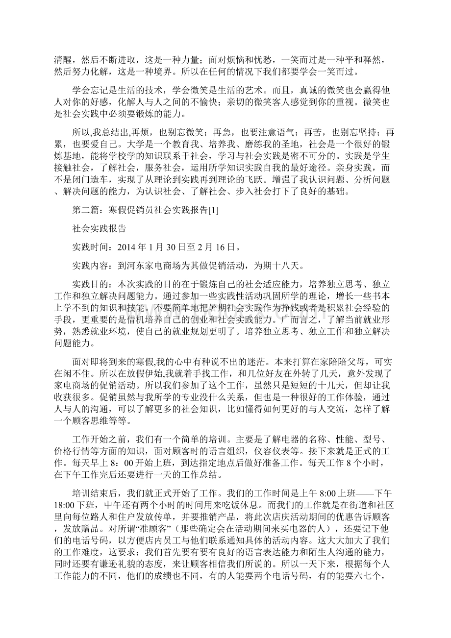 寒假促销员社会实践报告总结精选多篇Word格式文档下载.docx_第3页