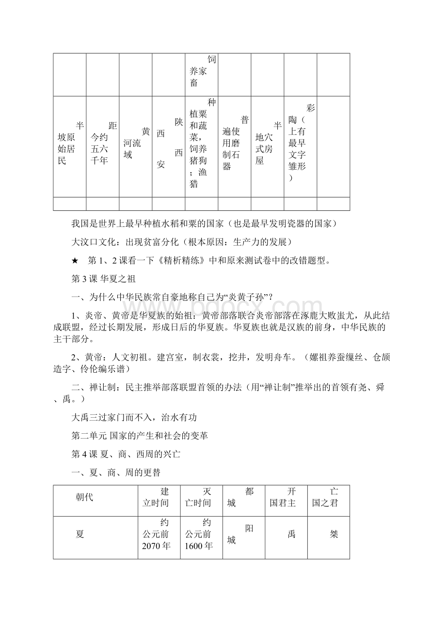 人教版七年级历史上册复习提纲教学设计文档格式.docx_第2页