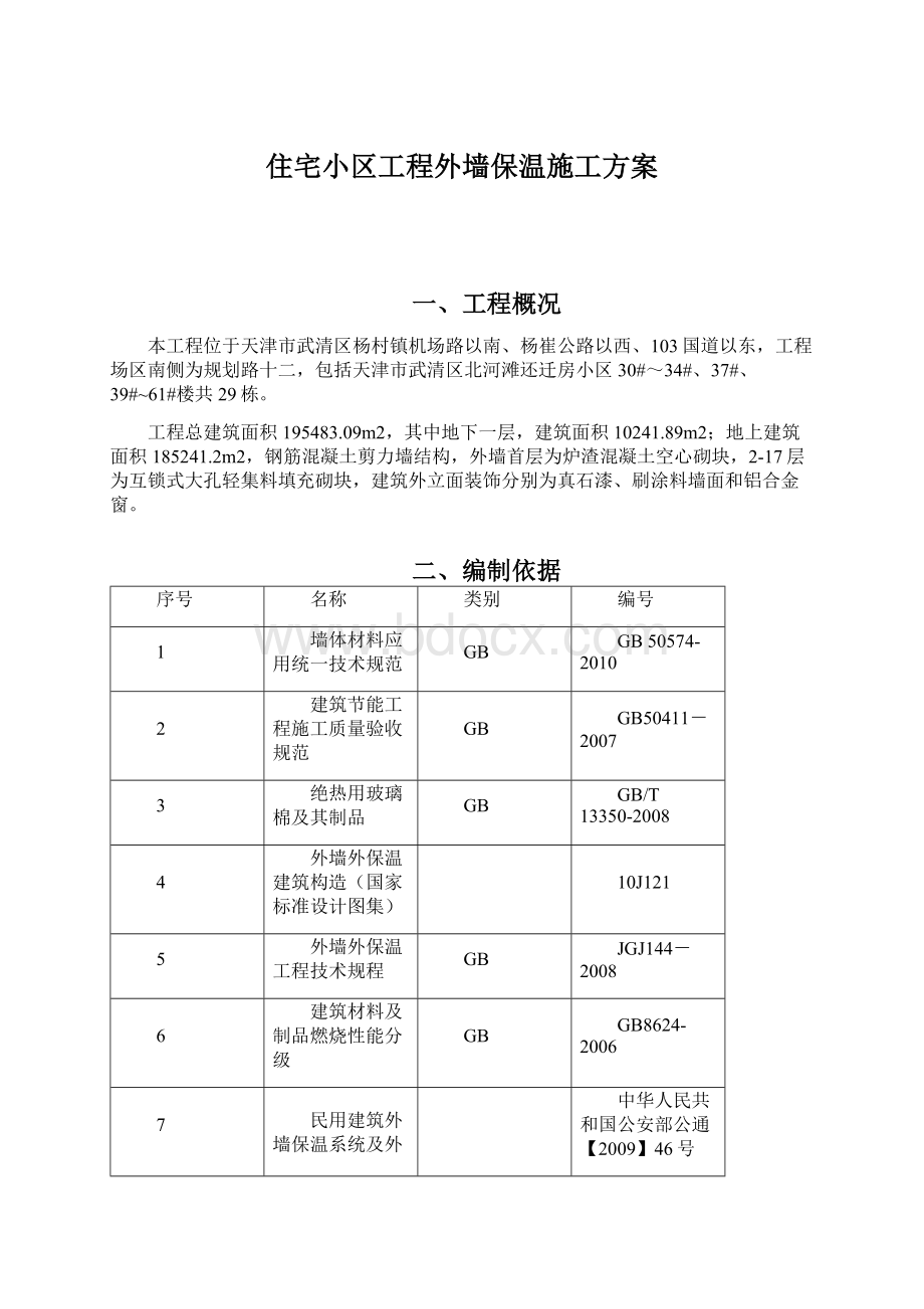 住宅小区工程外墙保温施工方案.docx_第1页