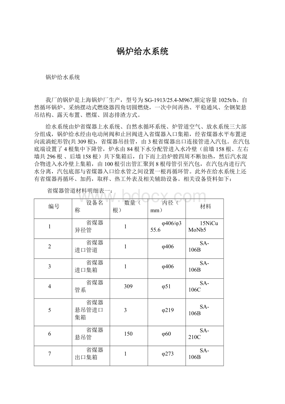 锅炉给水系统Word文档下载推荐.docx_第1页