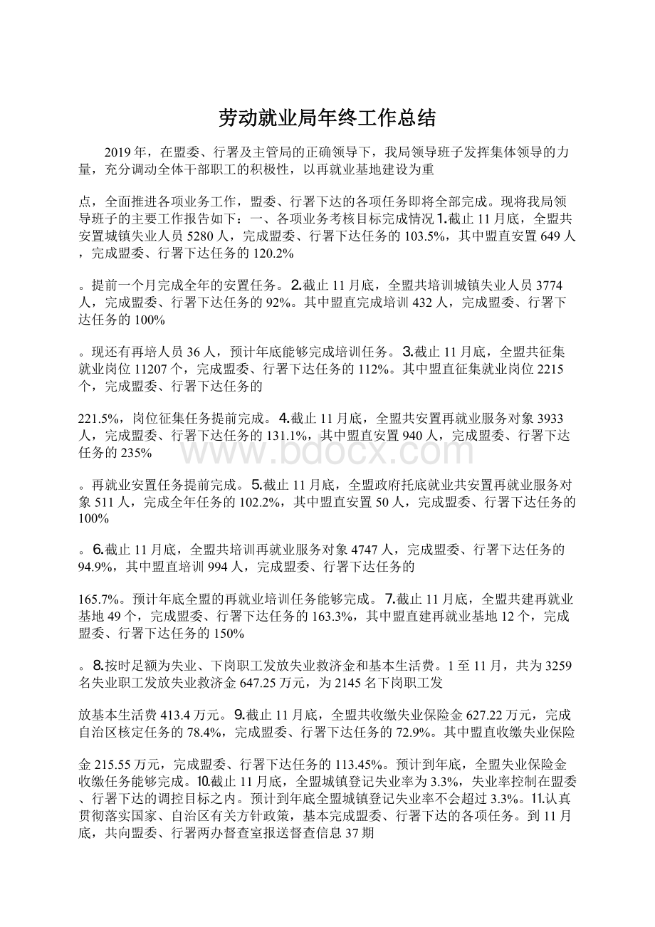 劳动就业局年终工作总结Word文档下载推荐.docx_第1页