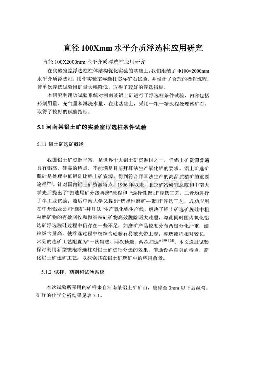 直径100Xmm水平介质浮选柱应用研究Word文件下载.docx