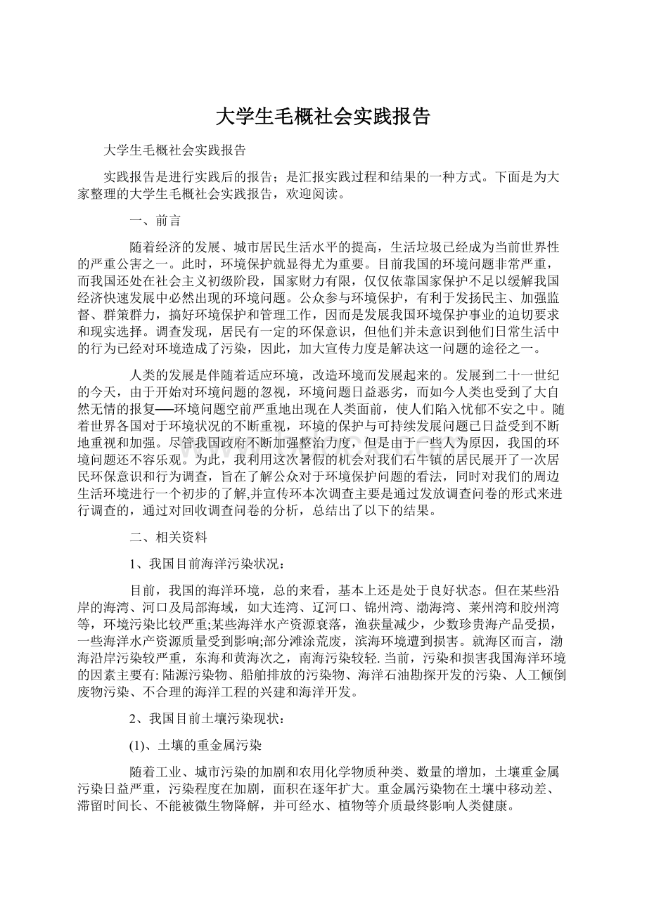 大学生毛概社会实践报告.docx_第1页