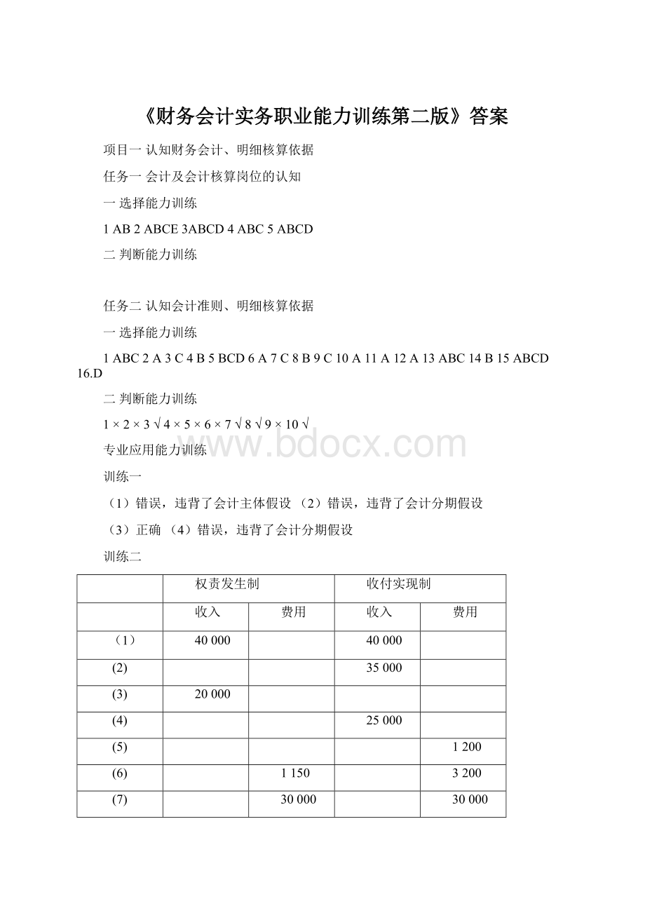 《财务会计实务职业能力训练第二版》答案Word文件下载.docx_第1页