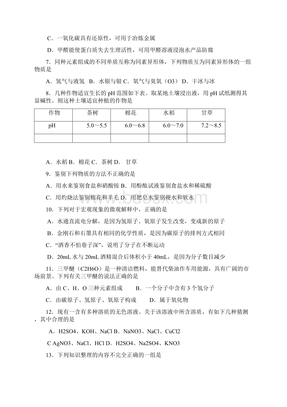 中考模拟化学试题.docx_第2页