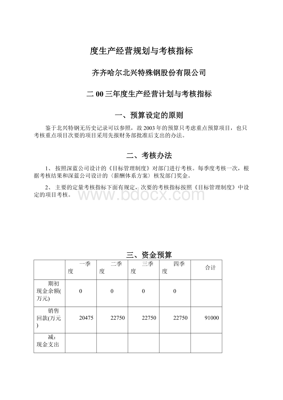 度生产经营规划与考核指标Word格式.docx_第1页