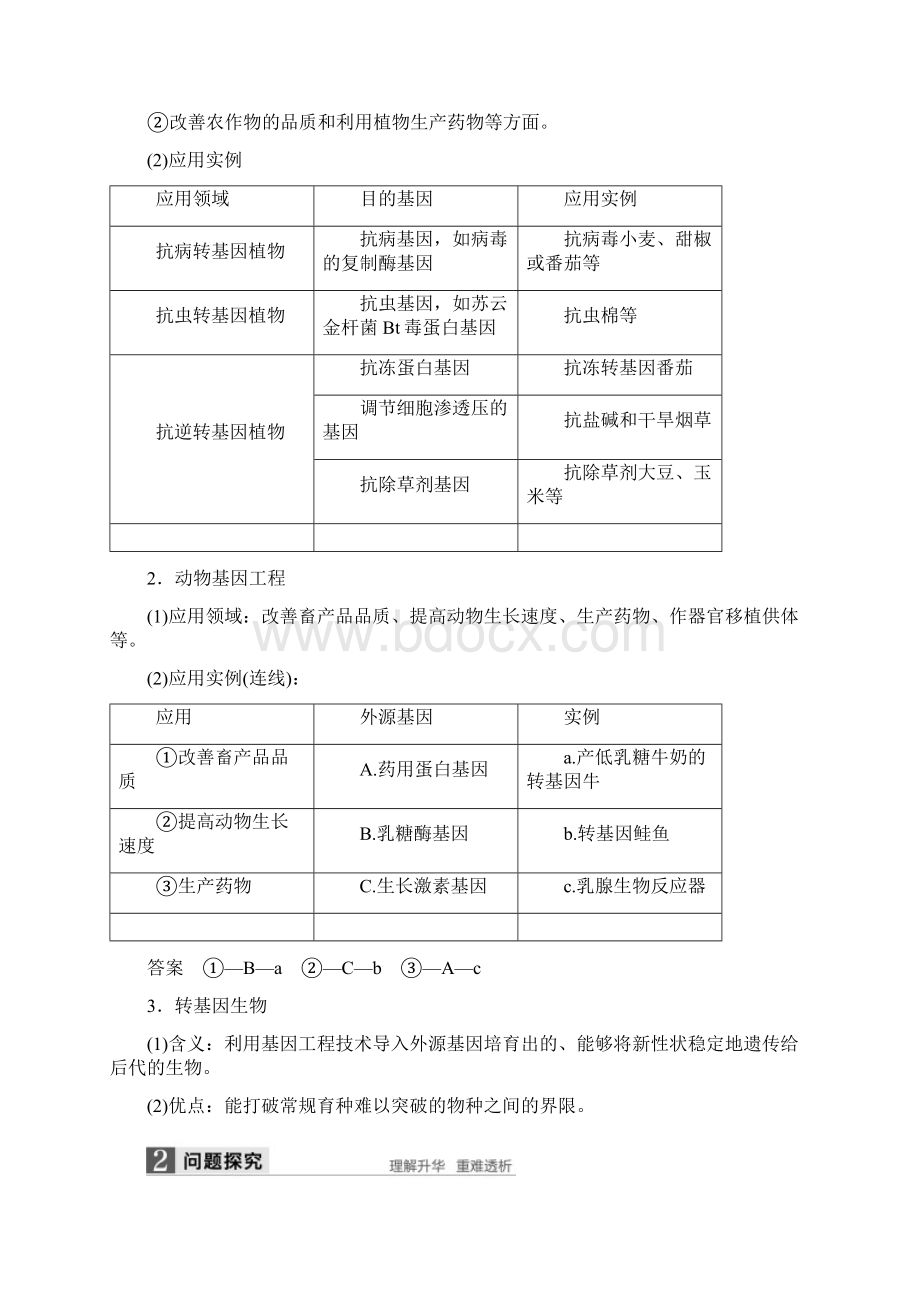 配套K12学年高中生物 第一章 基因工程 第二节 关注基因工程同步备课教学案Word下载.docx_第2页