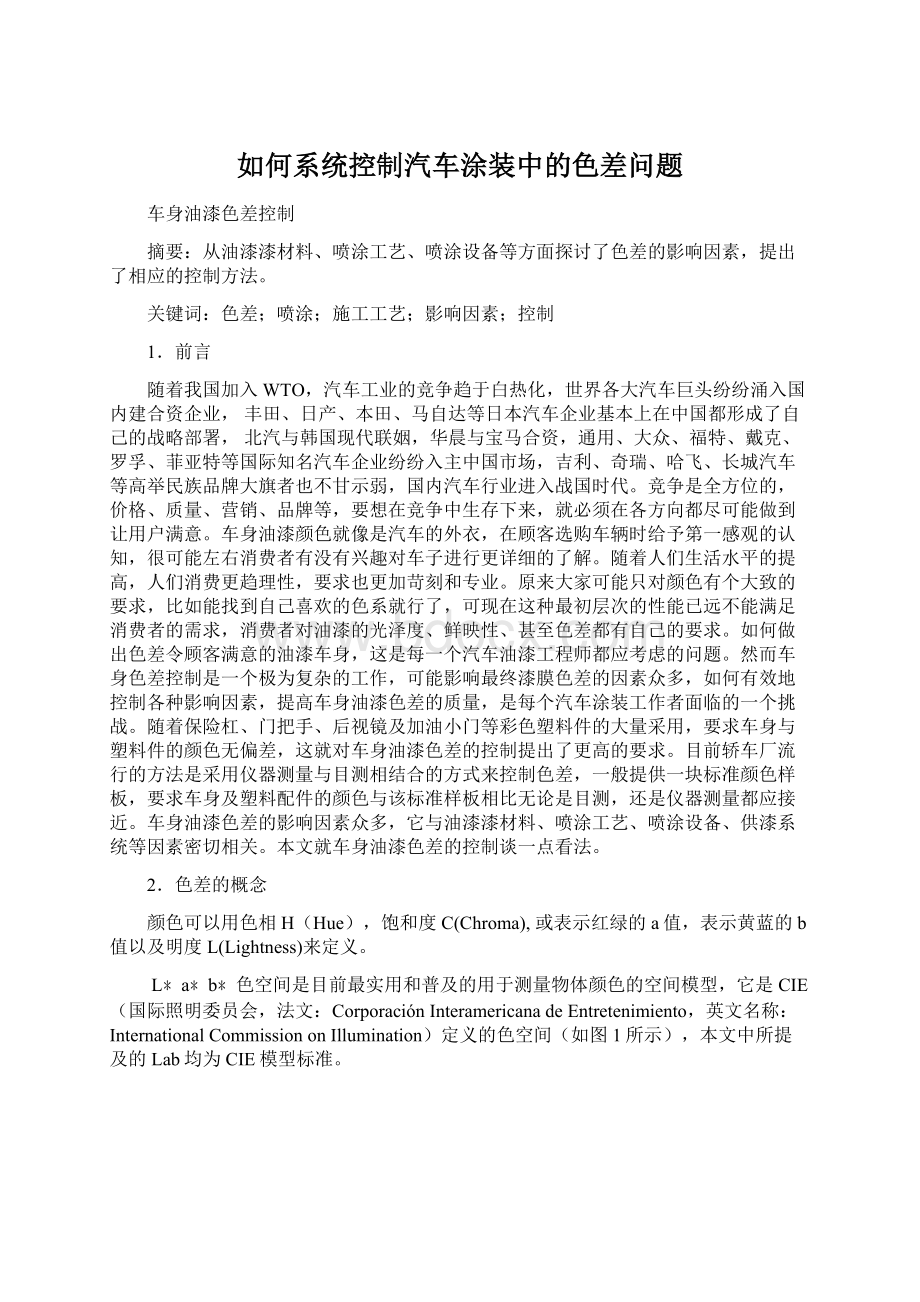 如何系统控制汽车涂装中的色差问题.docx_第1页