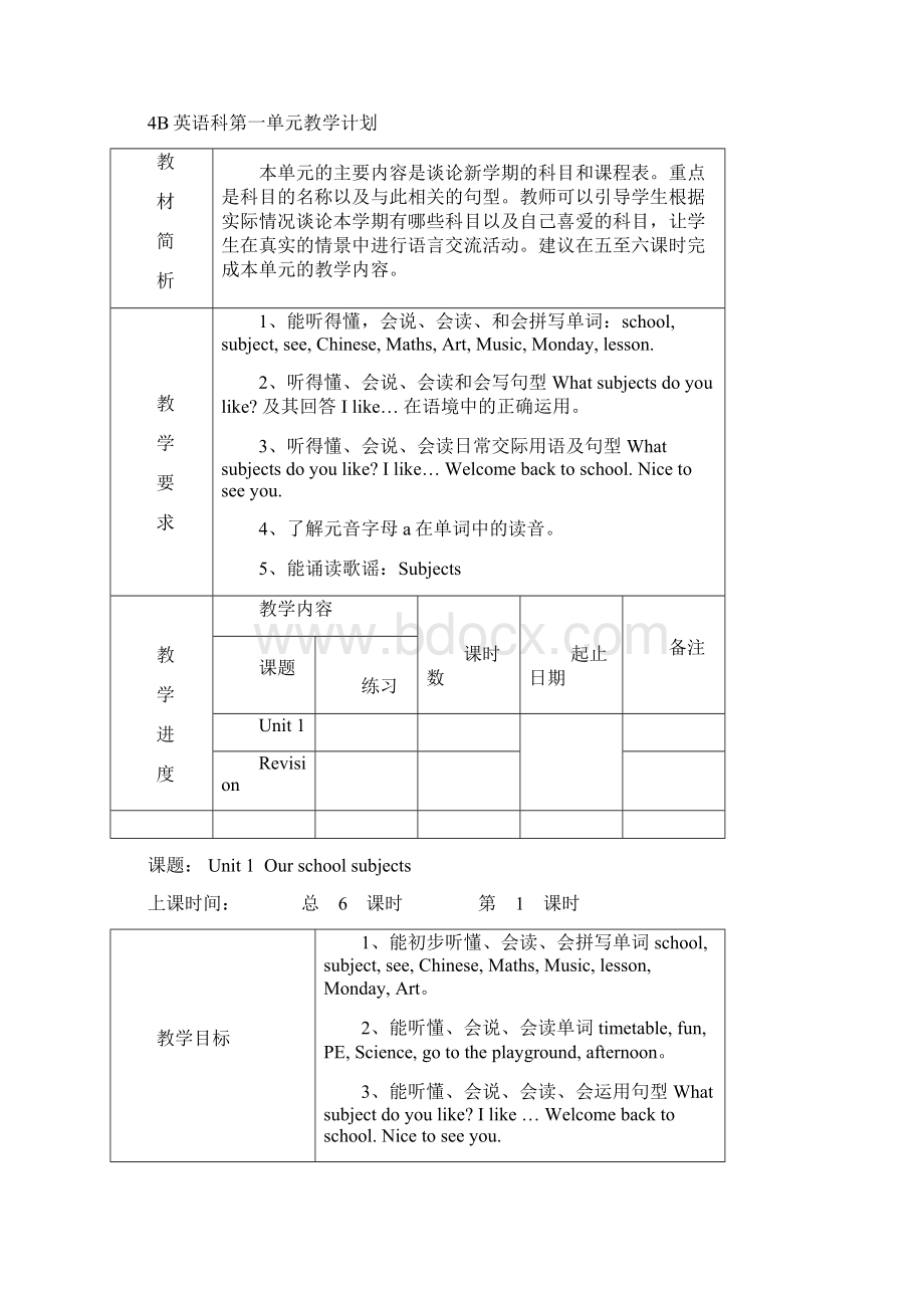 最新译林版四级下册英语第一单元教案复习课程文档格式.docx_第3页