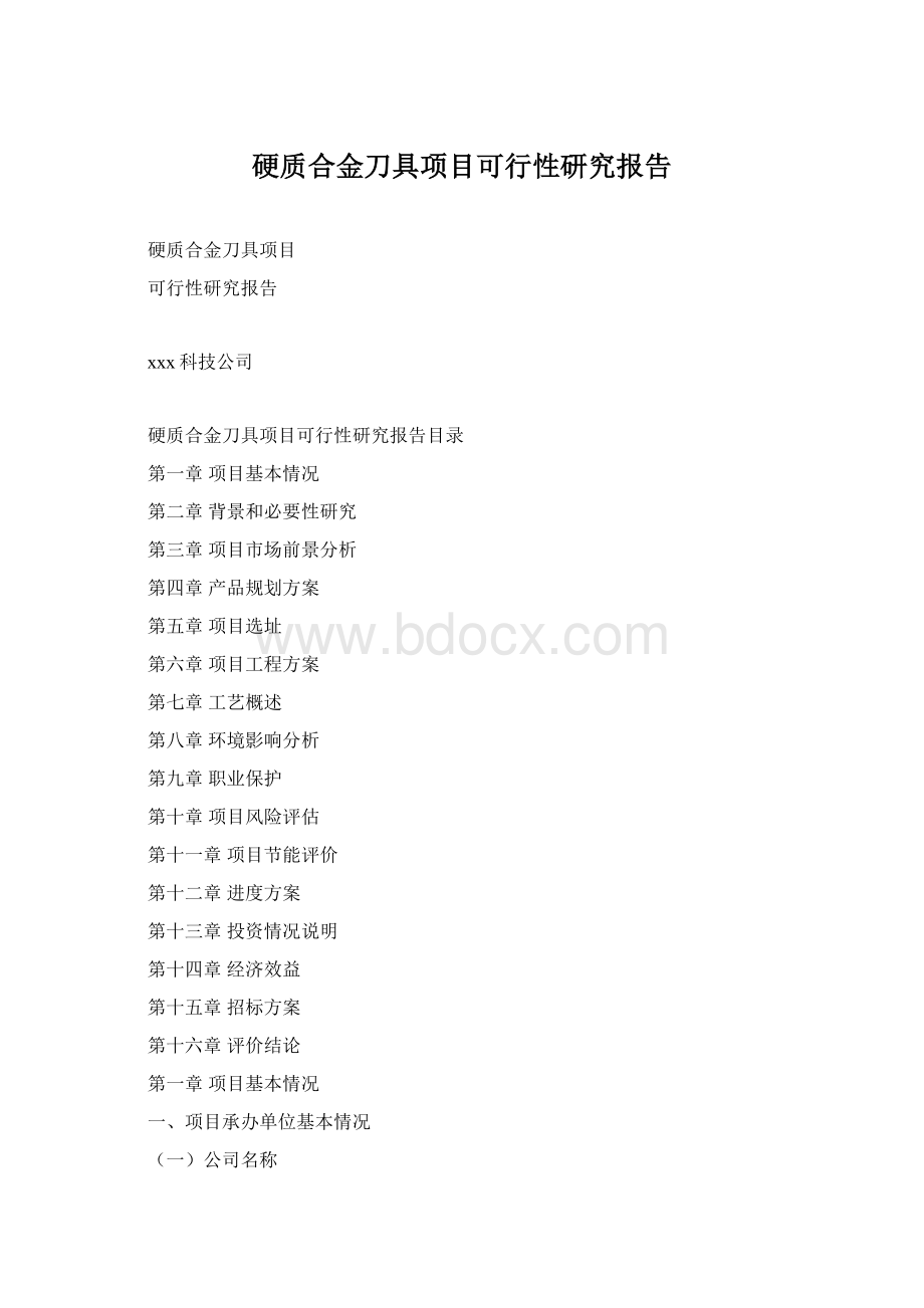 硬质合金刀具项目可行性研究报告.docx_第1页