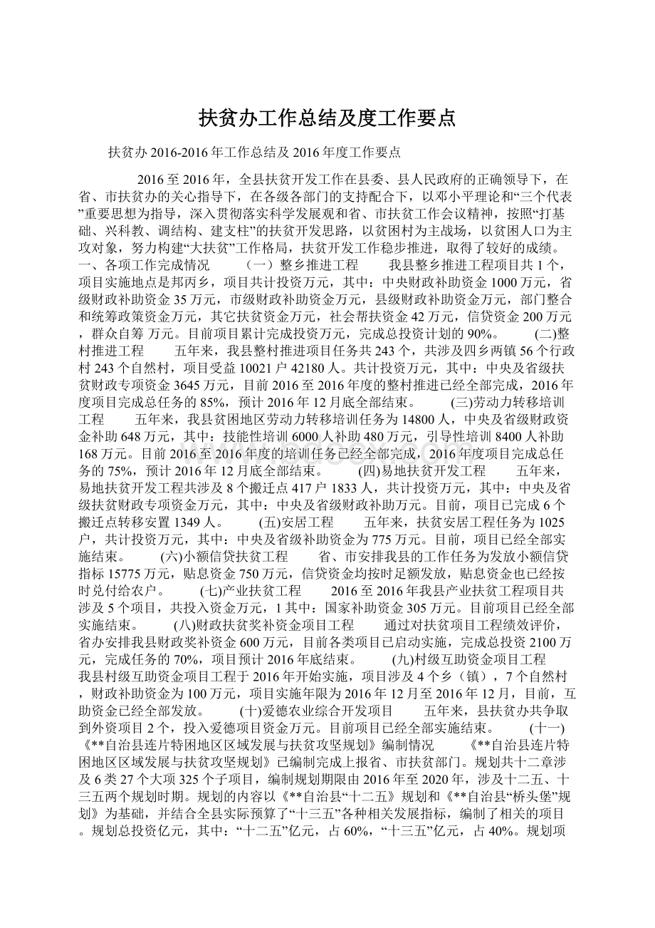 扶贫办工作总结及度工作要点.docx_第1页