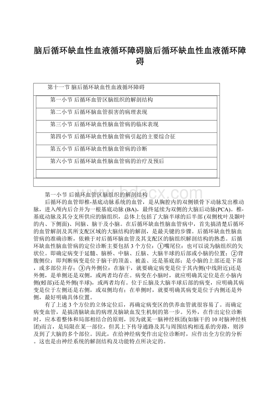 脑后循环缺血性血液循环障碍脑后循环缺血性血液循环障碍Word文件下载.docx