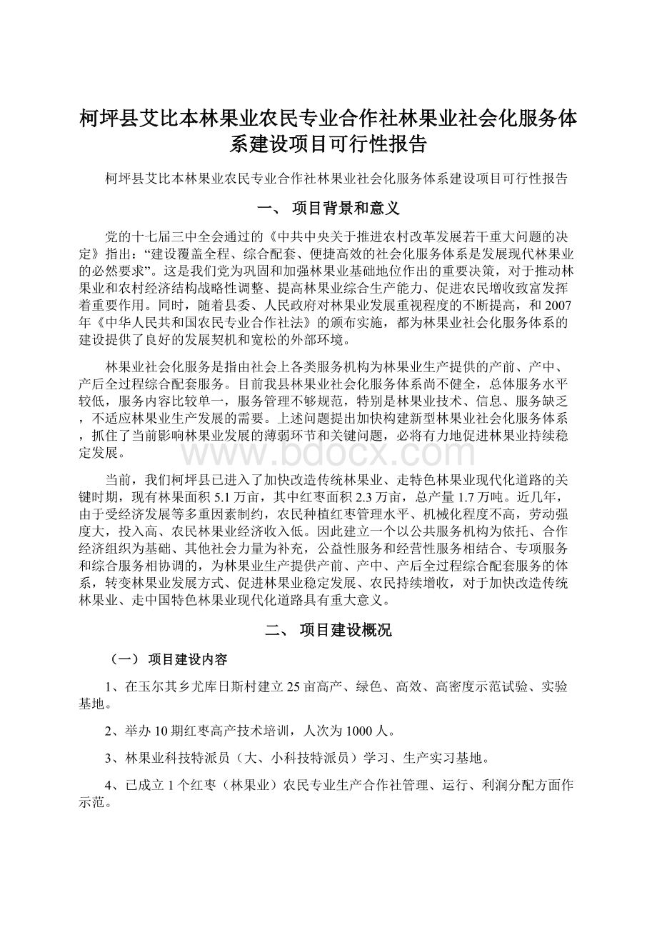 柯坪县艾比本林果业农民专业合作社林果业社会化服务体系建设项目可行性报告.docx