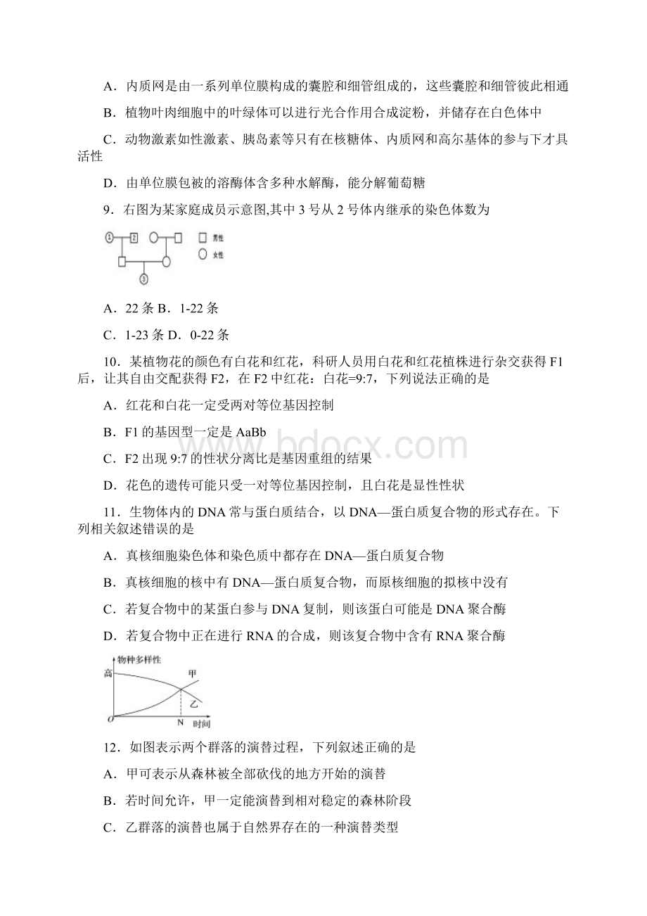 浙江省杭州市建人高复届高三上学期第一次月考生物试题 Word版含答案.docx_第3页