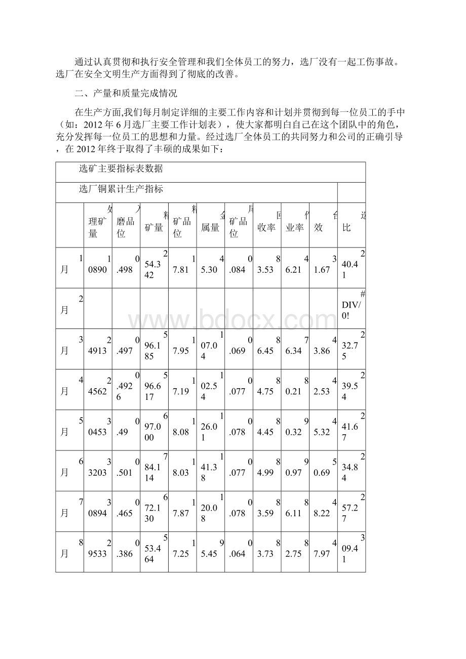 朱日和铜业选厂工作总结Word文档下载推荐.docx_第2页