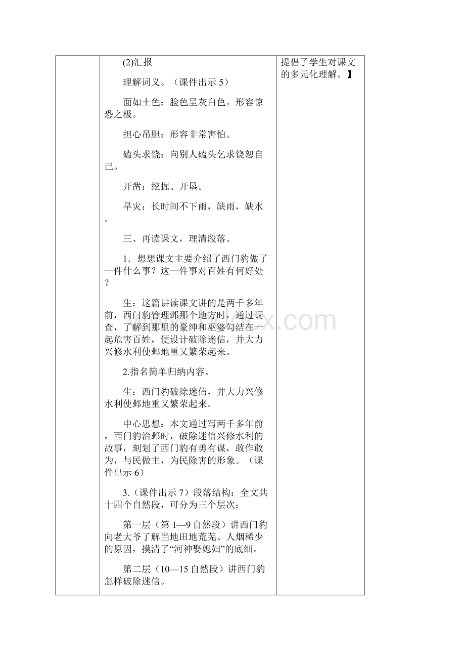 部编版人教版四年级上册语文教案26 西门豹治邺人教部编版文档格式.docx_第3页