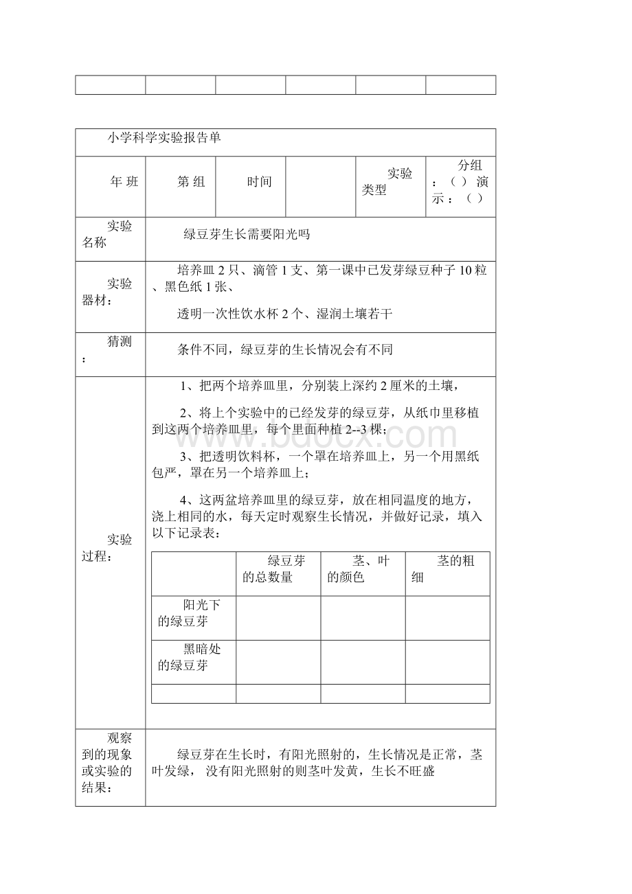 教科版五年级上册科学实验报告单.docx_第2页