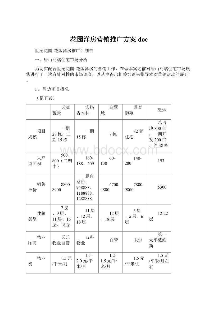 花园洋房营销推广方案docWord文档格式.docx_第1页