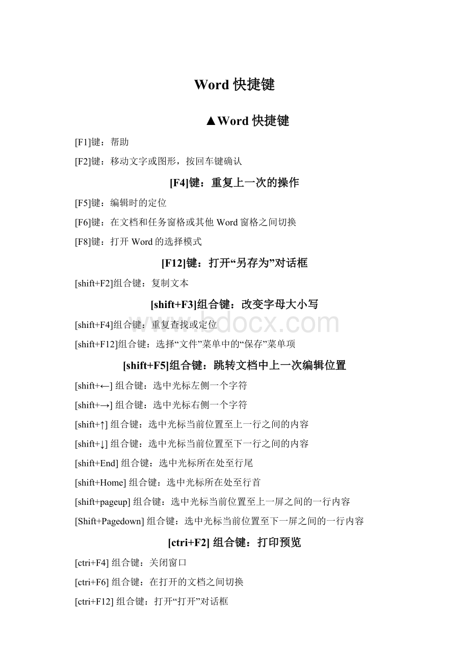 Word快捷键Word文件下载.docx