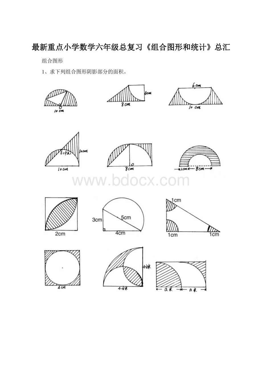 最新重点小学数学六年级总复习《组合图形和统计》总汇.docx_第1页