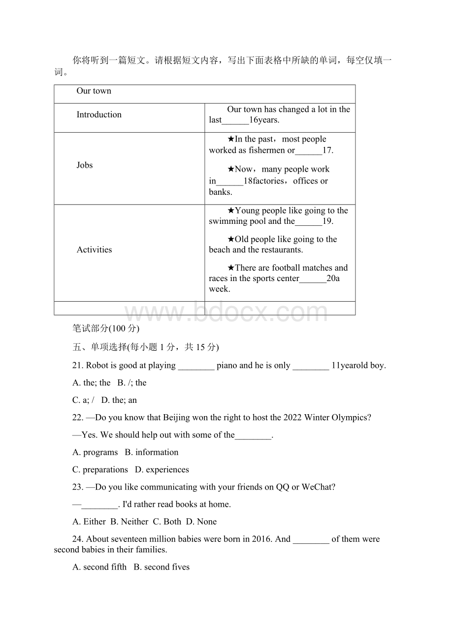 人教九年级英语下册中考模拟卷 1.docx_第3页