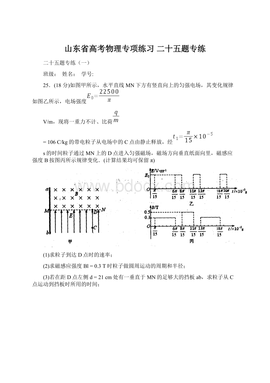 山东省高考物理专项练习 二十五题专练.docx_第1页